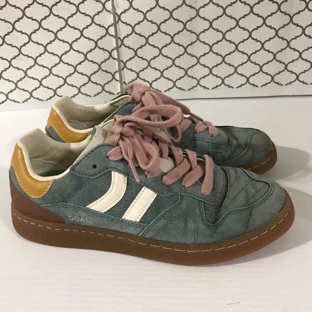 Coolway Goal Sneakers Teal Suede Low Top Gum Sole Retro Shoes W’s Size 8